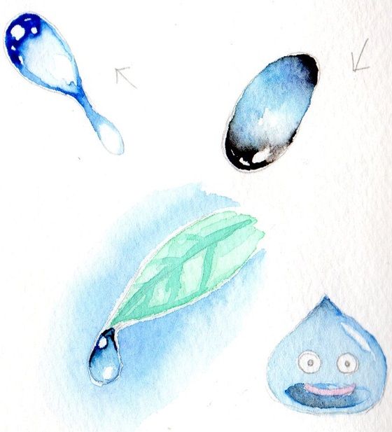 水彩イラスト 水滴の練習 ヨタ日誌
